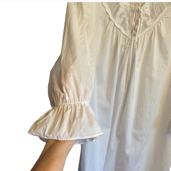 NWOT Vintage %100 Cotton White Nightgown L – Cottagecore Prairie Sleepwear - Picture 6 of 16
